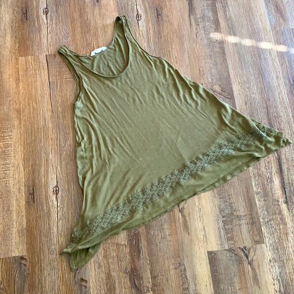 Sun & Shadow Green Lace Trapeze Tank S - Picture 1 of 7